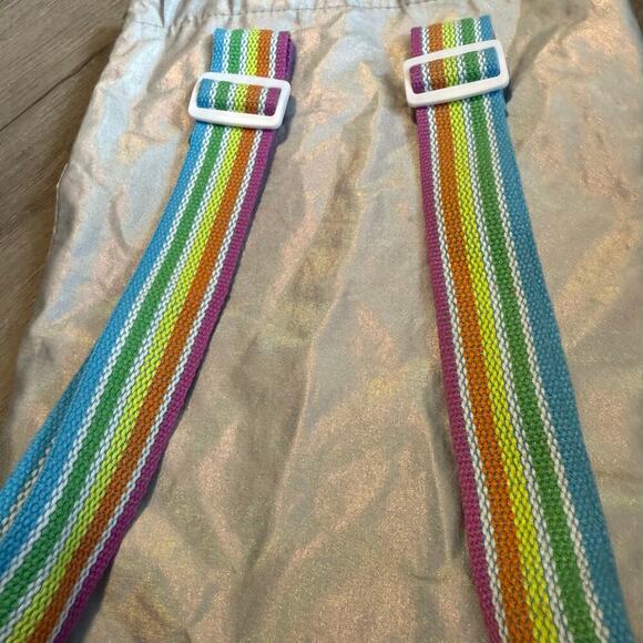 Iridescent Drawstring Bag Backpack with Rainbow Canvas Adjustable Straps - Picture 5 of 12